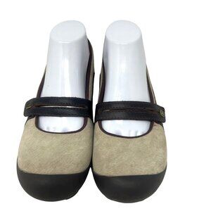 Merrell Womens Plaza Bandeau Mary Jane Shoes Suede Leather Dark Taupe Size 8.5